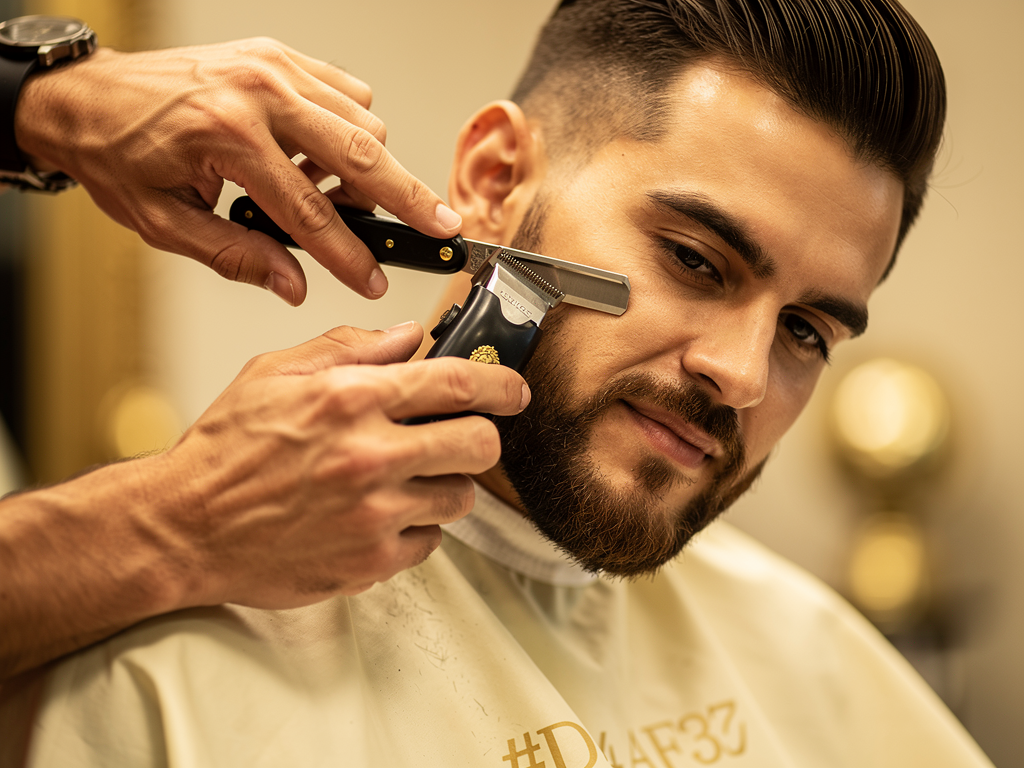Barbier professionnel Vichy utilisant rasoir traditionnel